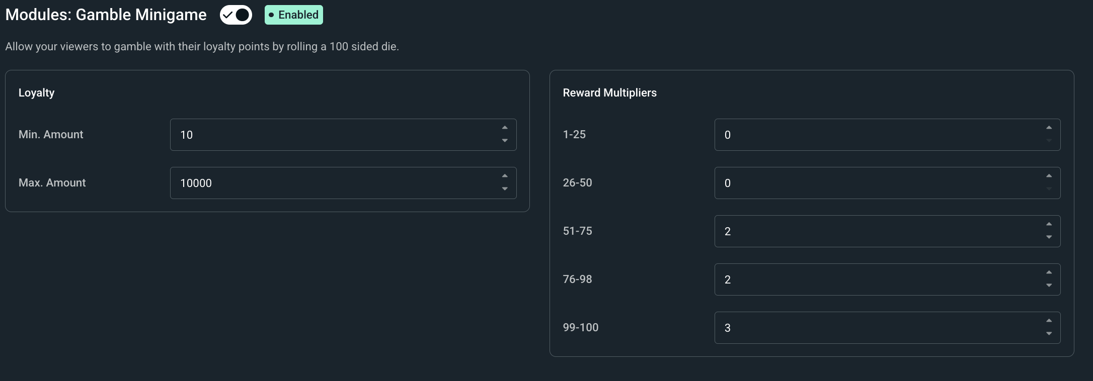 Gamble minigame for Cloudbot